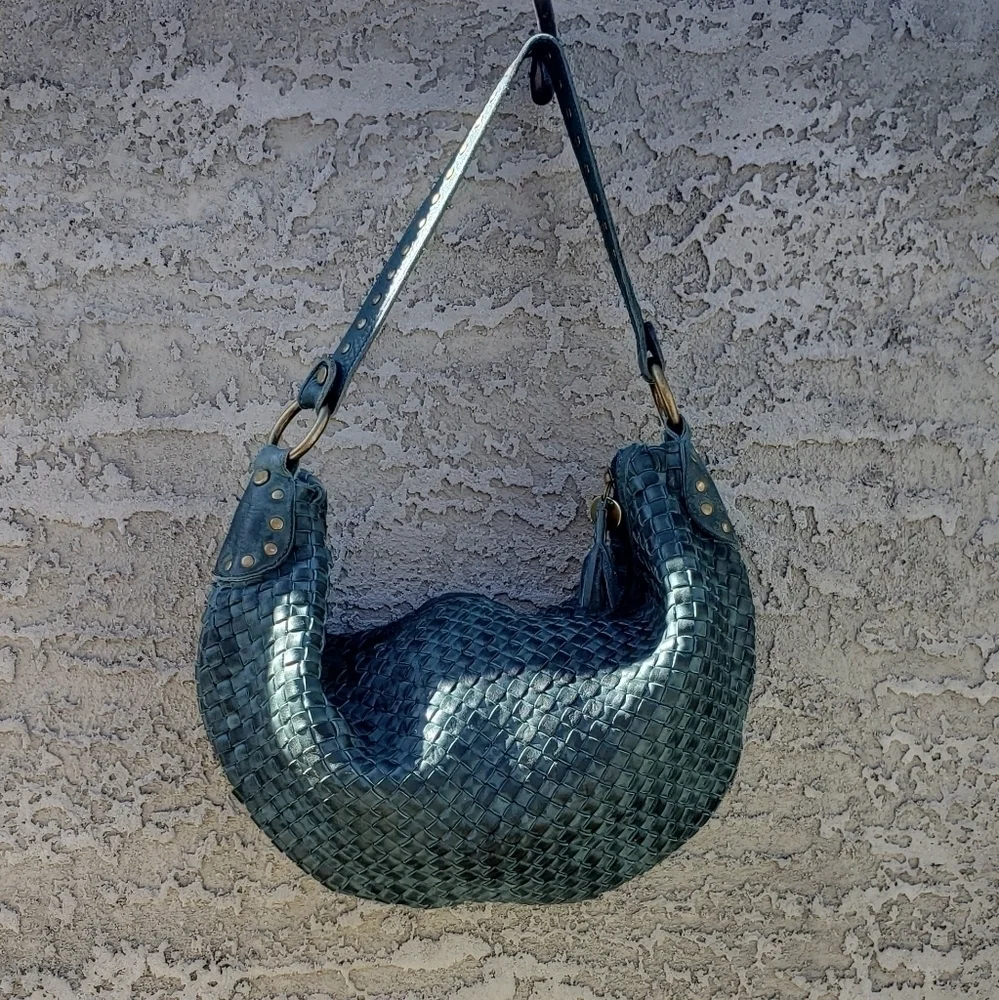 RARE FOSSIL‎ Woven Leather Hobo Bag - Picture 11 of 12